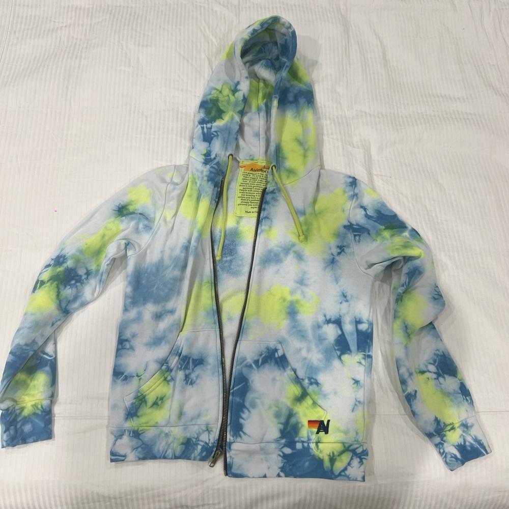 Aviator Nation Blue and Yellow Tie-Dye Hoodie